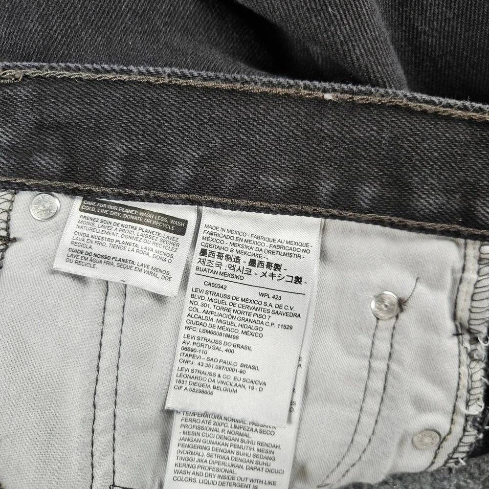 Levis 505 Regular Fit‎ Straight Leg Jeans Black Denim Mens 44x32 505-0260